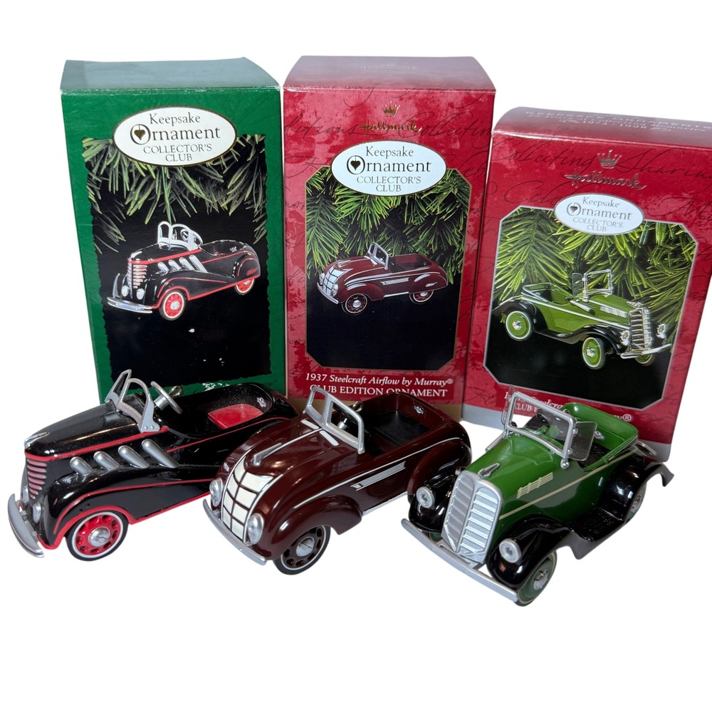 Hallmark Kiddie Car Classics Ornaments Set of 3 1937 Auburn Steelcraft Airflow